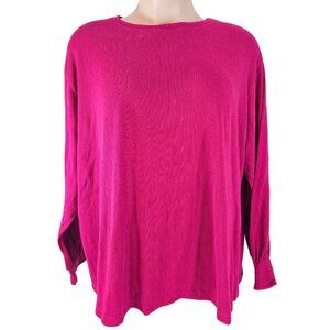 Ava & Viv Size 2X Long Sleeve Dark Pink Tight Knit Pullover Sweater Shirt